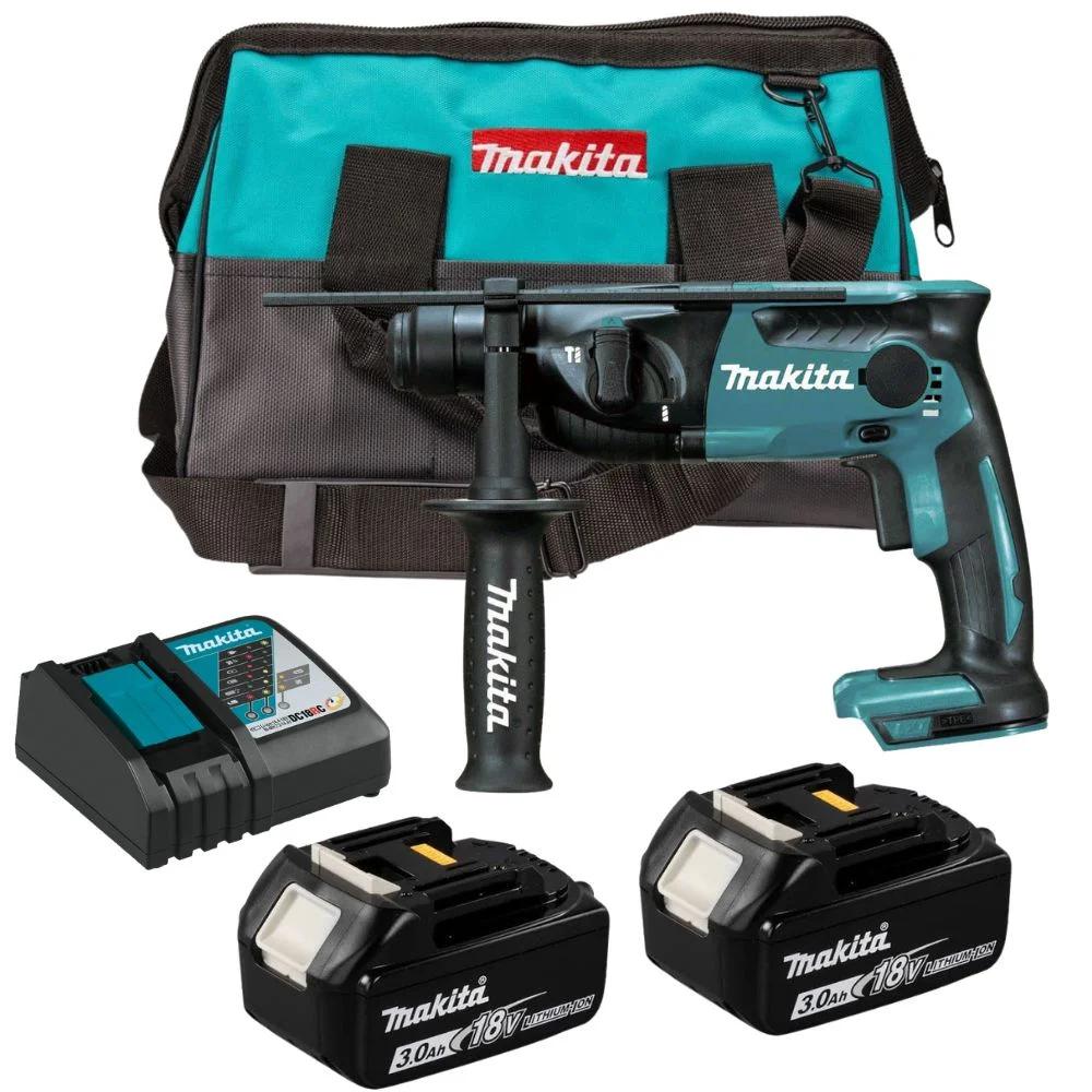 Makita DHR165RFJ 18V LXT SDS+ Rotary Hammer Drill - 2 x 3.0Ah Batteries, Charger & Tool Bag