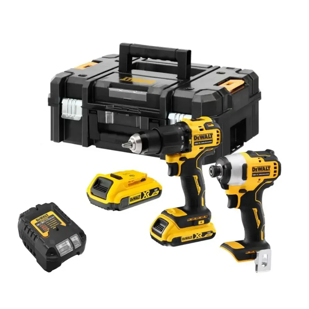 DeWALT DCK2062D2T 18V XR Brushless Twin Kit - 2x 2Ah Batteries, Charger & Tstak II Case