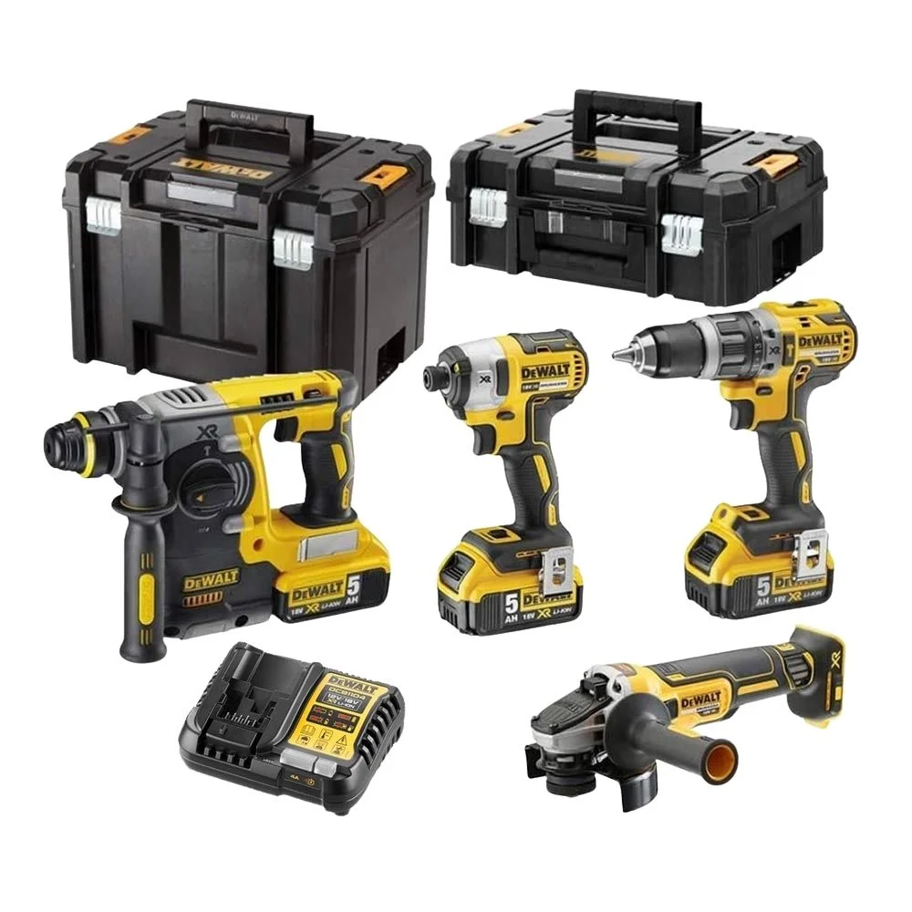 DeWALT DCK422P3T 18V XR Brushless Combo Kit - 4pcs. with 3 x 5.0Ah Batteries, Charger & 2 x TSTAK Carrying Cases