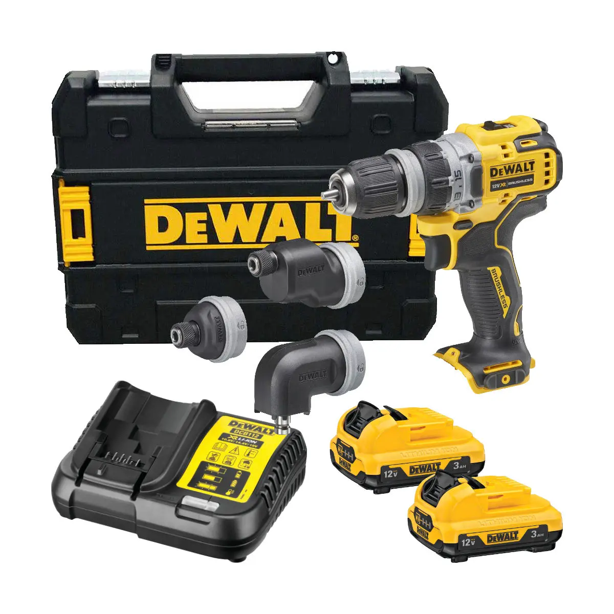 DeWALT DCD703L2T 12V XR Multi-Head Drill Driver Kit with 2 x 3Ah