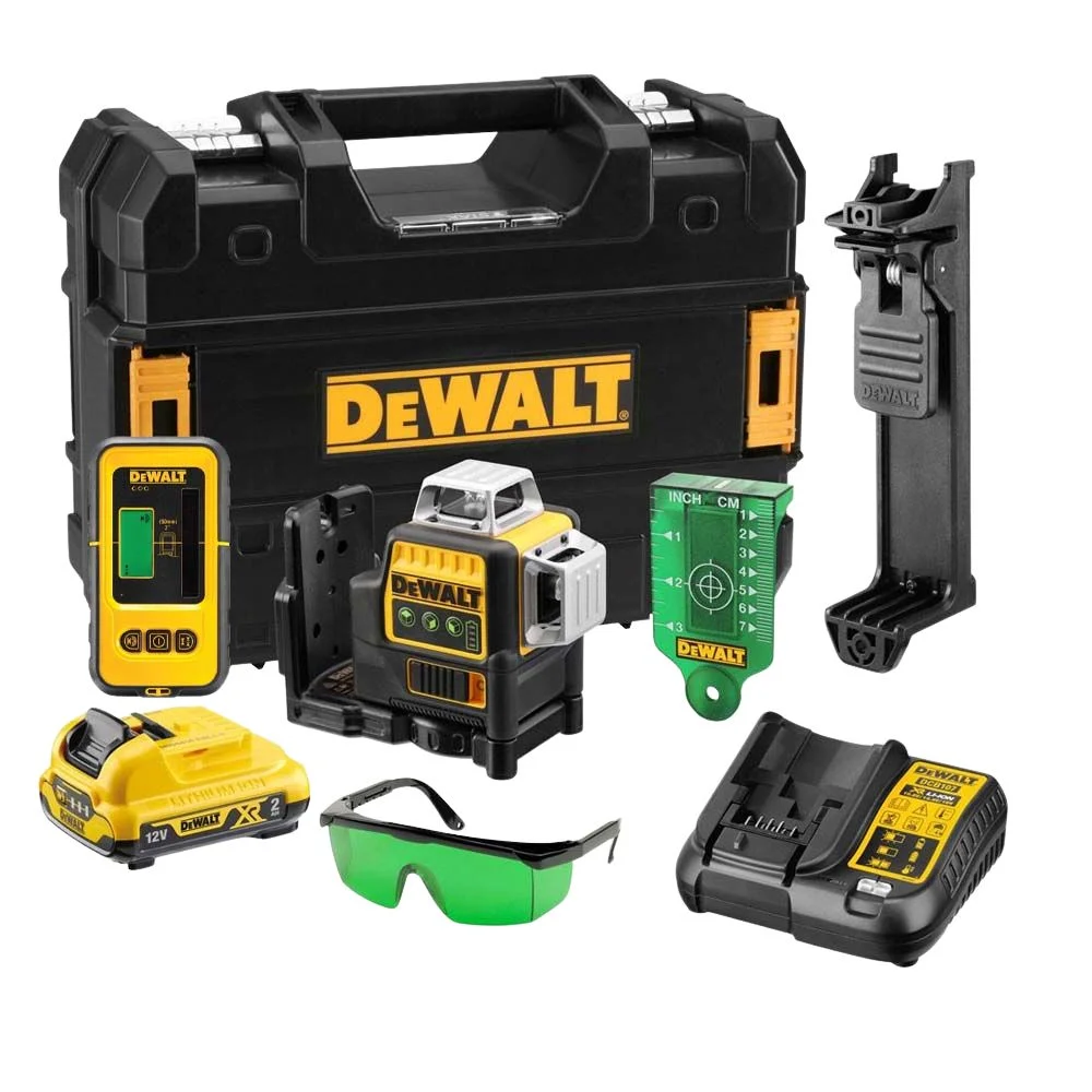 DeWALT DCE089D1G 10.8V 3 Way Self Level Multi Line Green Beam Laser & Detector DE0892G