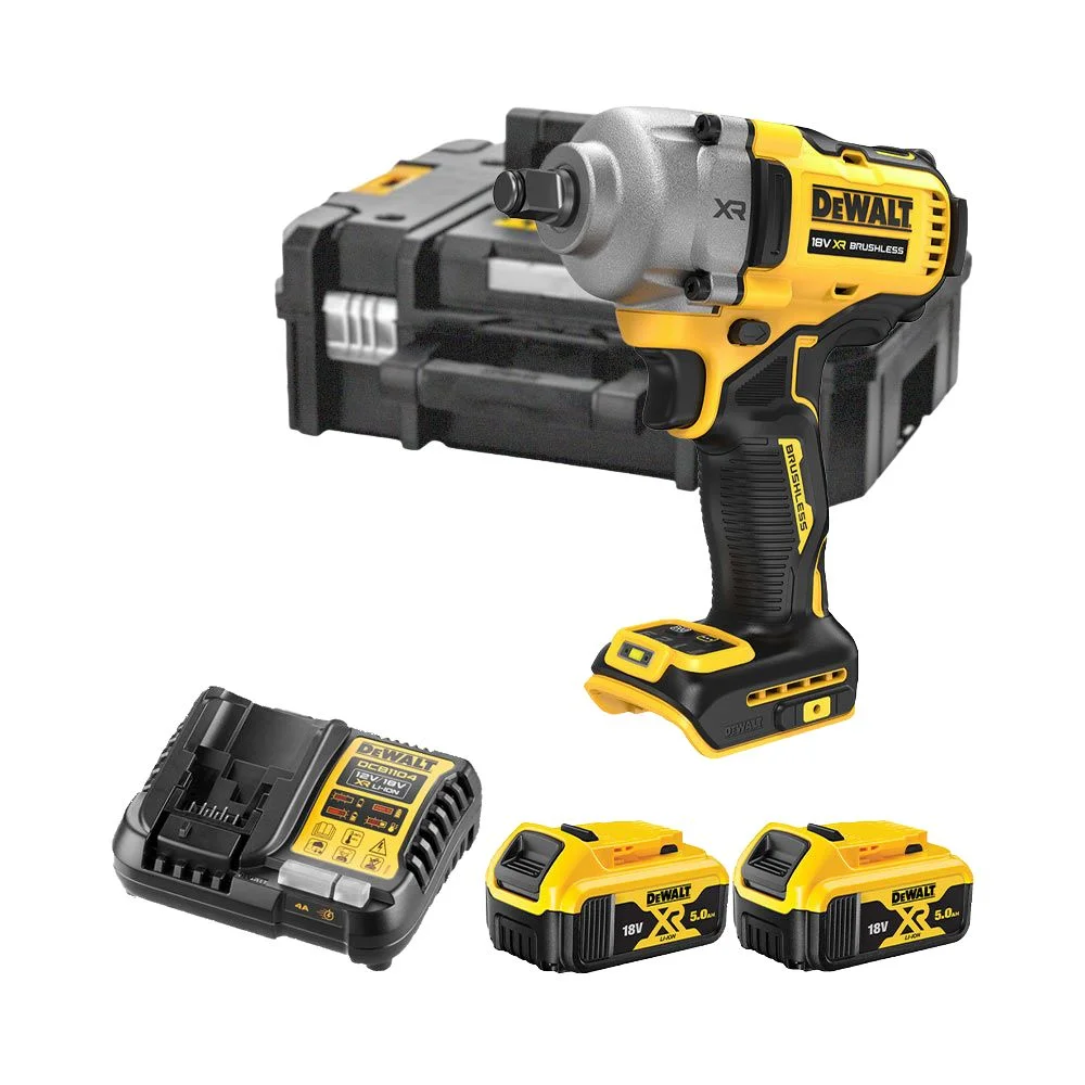 DeWALT DCF891P2T XR 18V Brushless 1/2″ Impact Wrench With 2 x 5Ah Batteries, Charger And Case