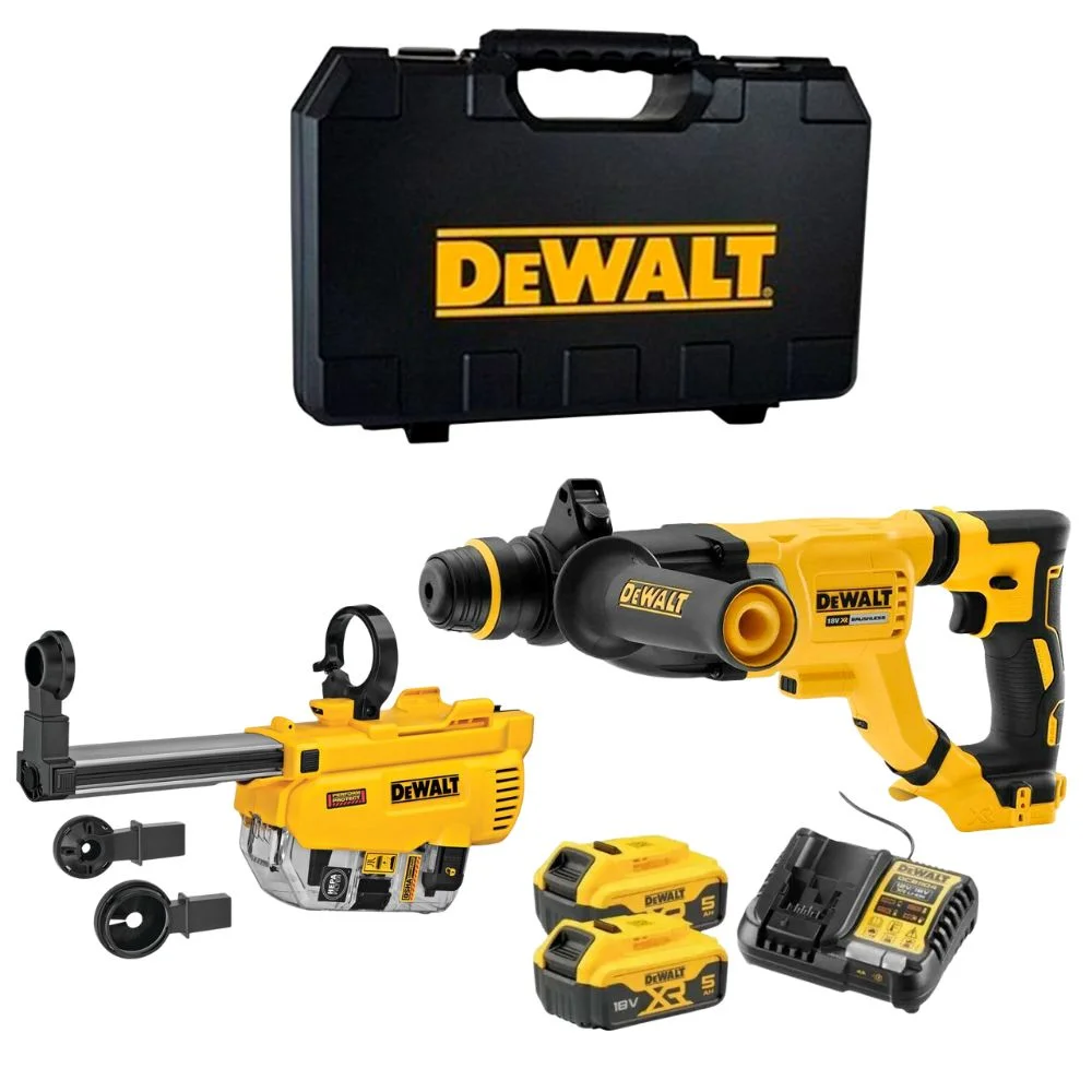DeWALT DCH263P2 Cordless 18V Brushless SDS+ Hammer Drill & DWH205DH Dust Extractor