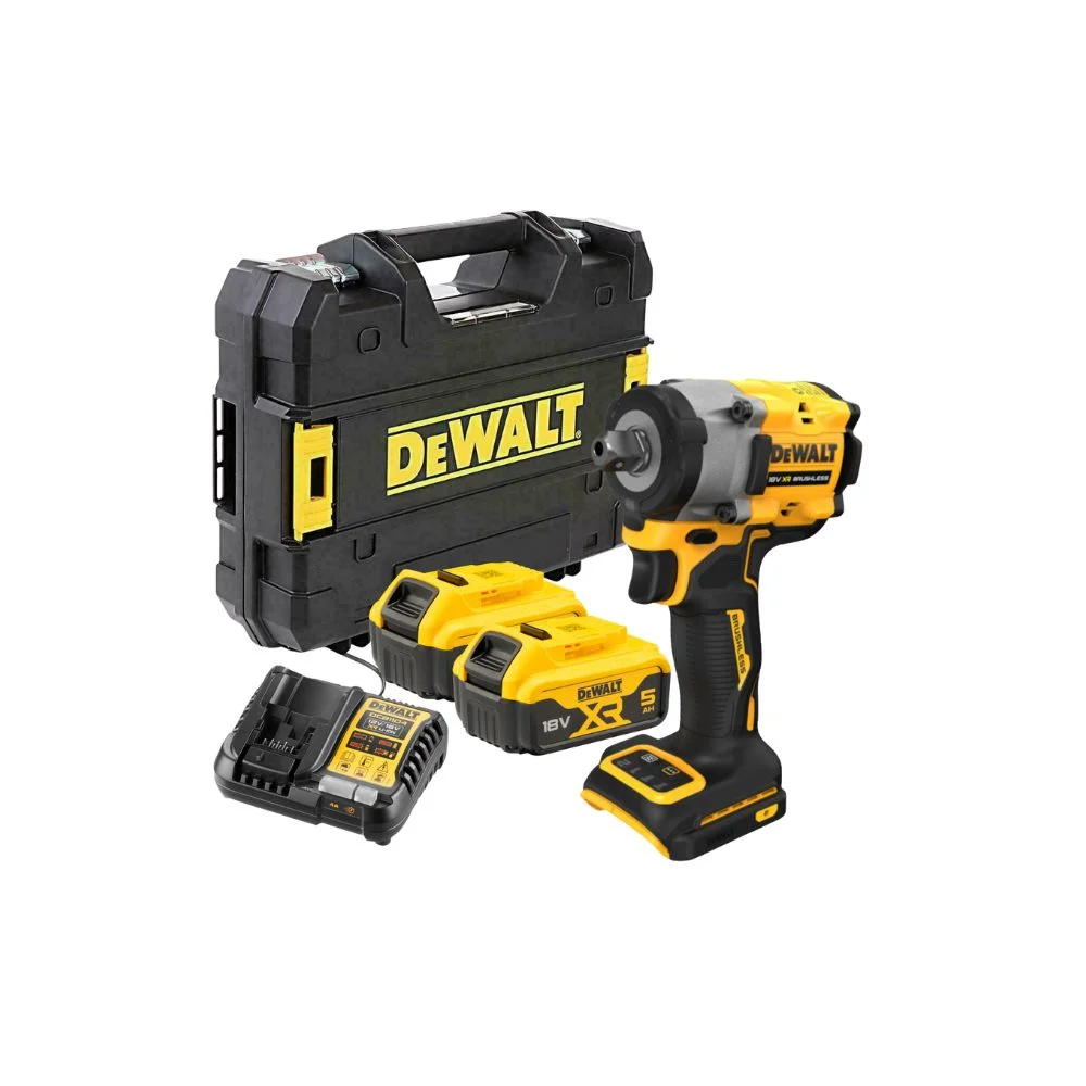 DeWALT DCF922P2T 18V XR Brushless 1/2″ Impact Wrench – 2x 5.0Ah Batteries, Charger & TSTAK Case