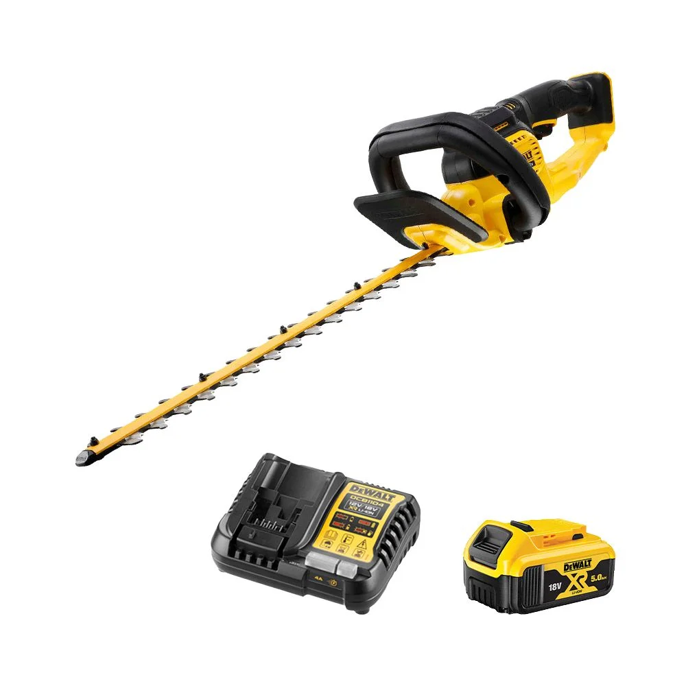 DeWALT DCMHT563P1-GB 18V Cordless 55cm Hedge Trimmer with 5Ah Battery & Charger