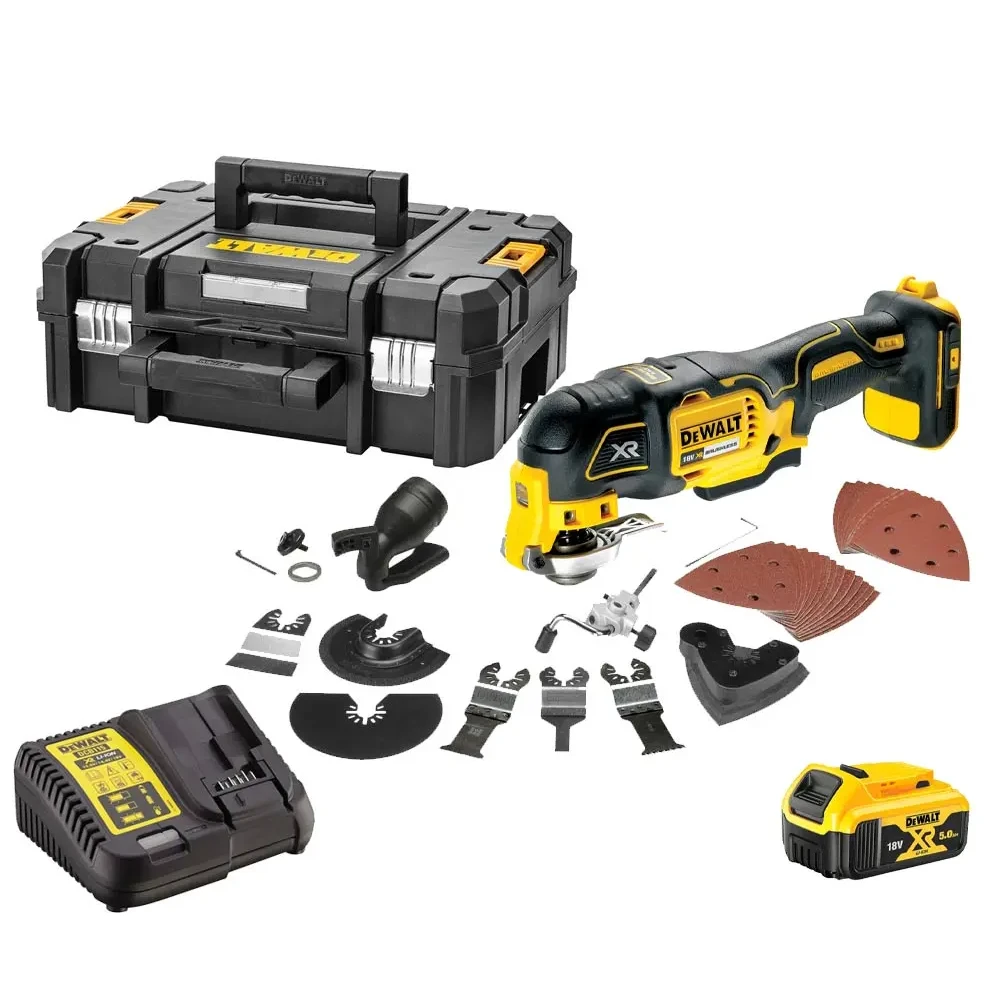 DeWALT DCS355P1 18V XR Brushless Multi-Tool with 35pc Accessory Kit, 1 x 5.0Ah Battery, Charger and TSTAK II Case