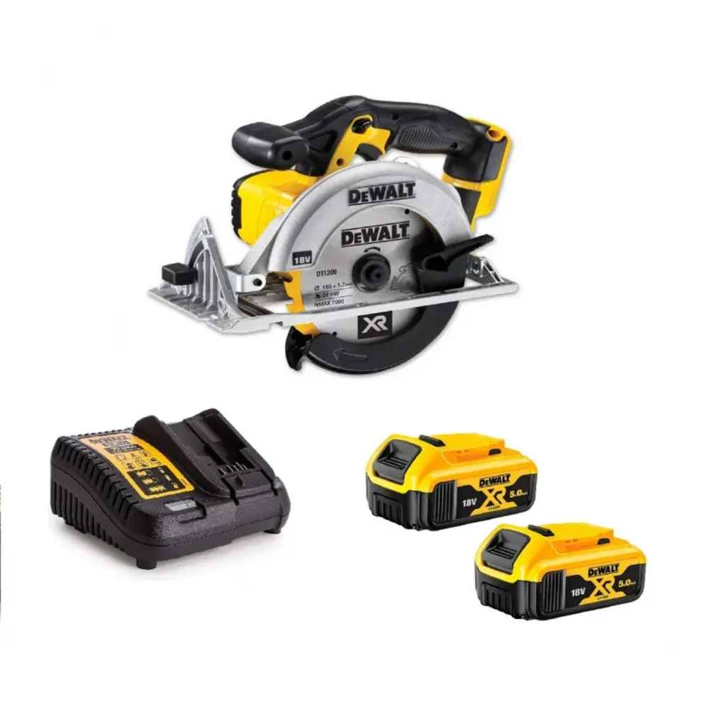 DeWalt DCS391N 18V XR 165mm Circular Saw with 2x 5Ah Batteries & Charger