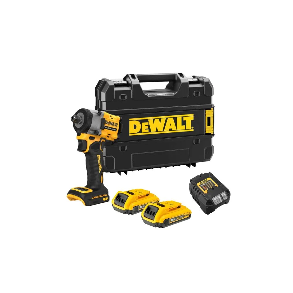DeWALT DCF922D2T 18V XR Brushless 1/2″ Impact Wrench – 2x 2.0Ah Batteries, Charger & TSTAK Case